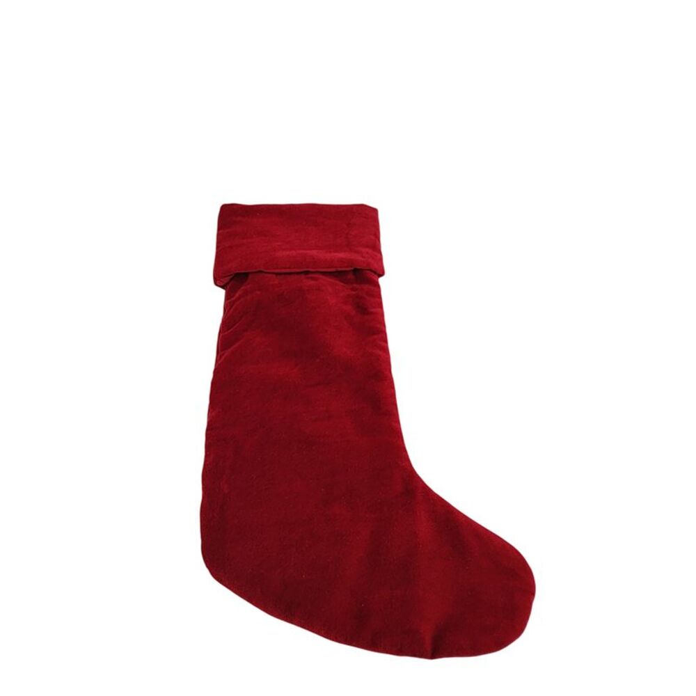 Quince Home Cotton Velvet Stocking Decor Red OS
